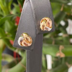 14K Tri-color Gold Love Knot Earrings